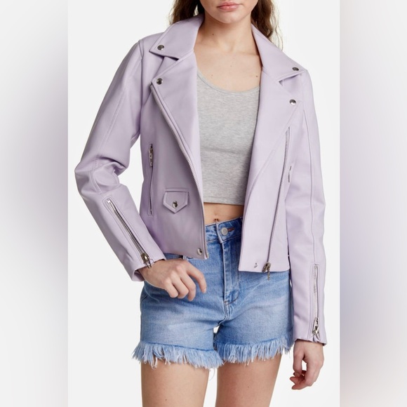 Blank NYC Highway Star Light Purple Vegan Leather Moto Jacket - Picture 2 of 14